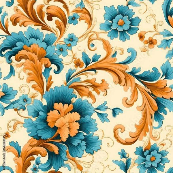 Obraz Beautiful rococo floral patterns, AI Generated