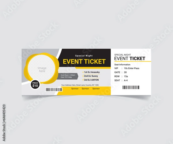 Obraz Event Ticket Template Vector File with Customization