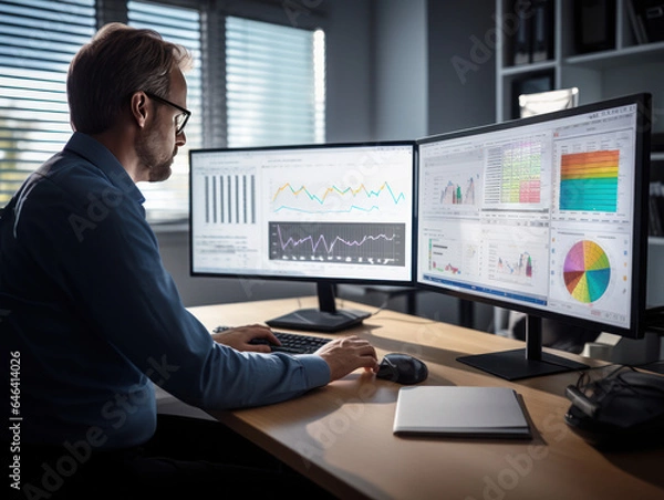 Fototapeta person working on computer