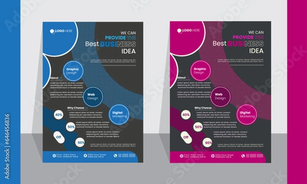 Fototapeta Modern exclusive corporate  flyer design Template in different color.