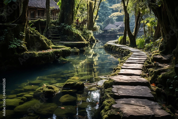 Obraz A Network of Meandering Pathways Leading Visitors