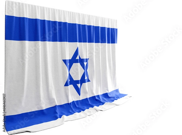Fototapeta Hebrew Flag Curtain in 3D Rendering Embracing Israel's Cultural Richness