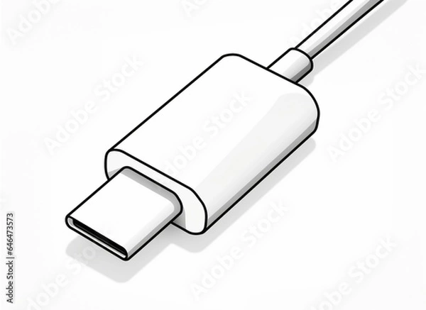 Obraz A Hand Drawn Illustration of A USB Type C Cable