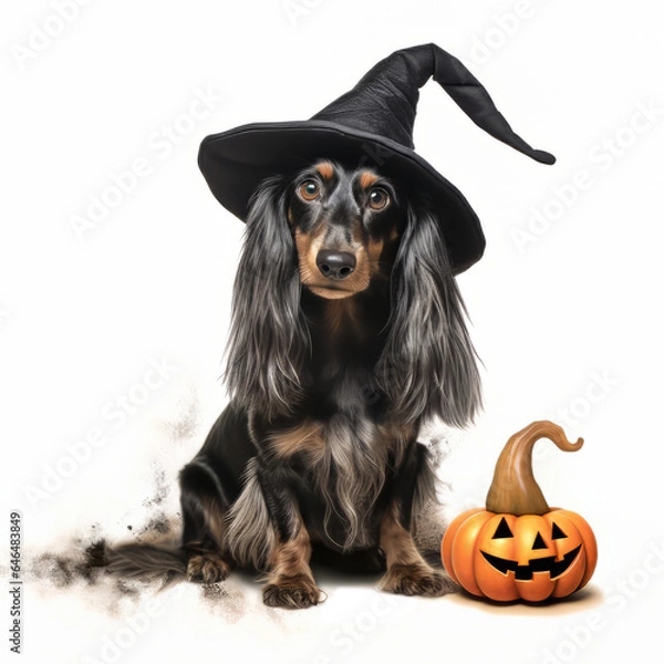 Fototapeta black and gray halloween dachshund