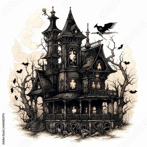 Obraz Halloween haunted house illustration