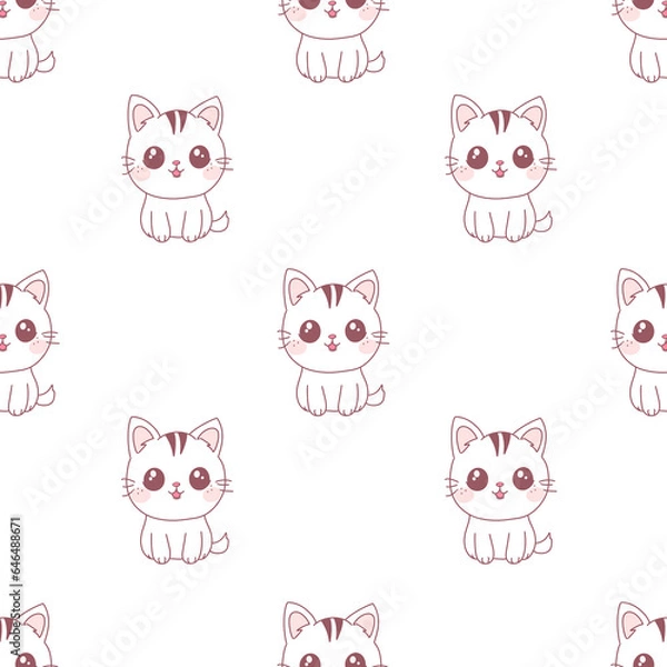 Fototapeta Seamless pattern with cartoon cats