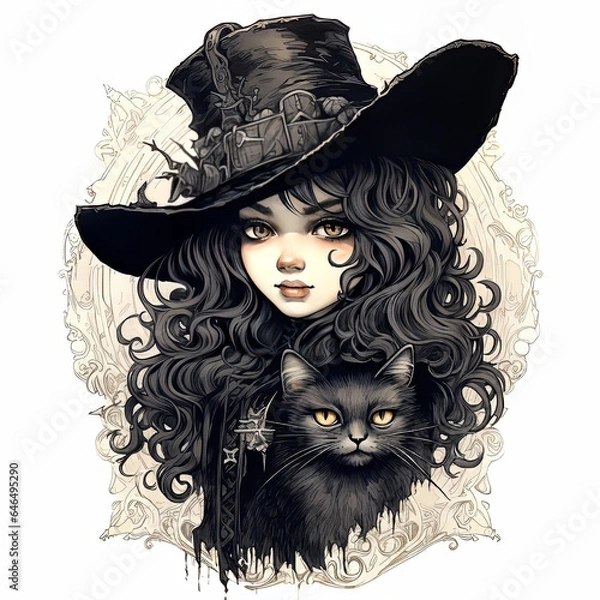 Obraz ornate wavy hair halloween witch