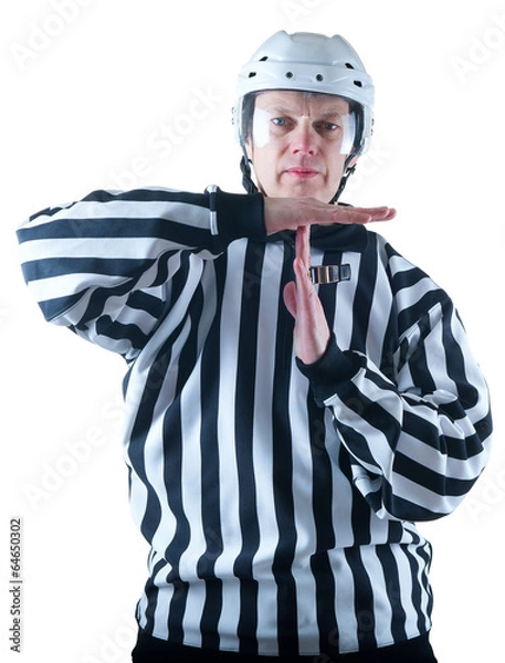 Fototapeta Hockey referee demonstrate timeout gesture