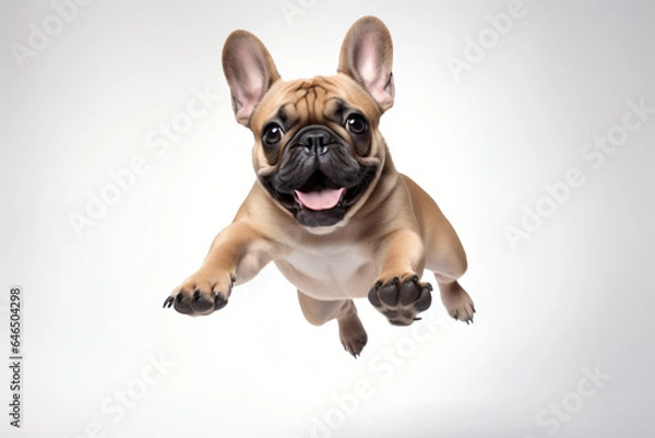 Obraz Energetic French Bulldog jumping towards the camera