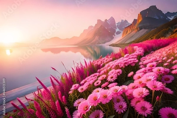 Obraz sunset in the mountains