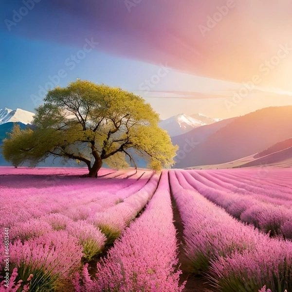 Obraz lavender field at sunset