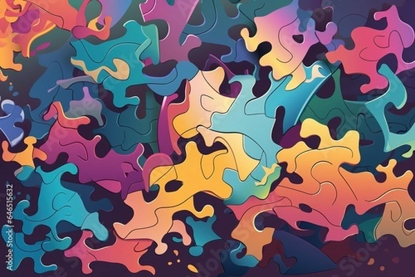 Obraz Vector jigsaw puzzle hexagon info graphic 10 steps.  Generative AI