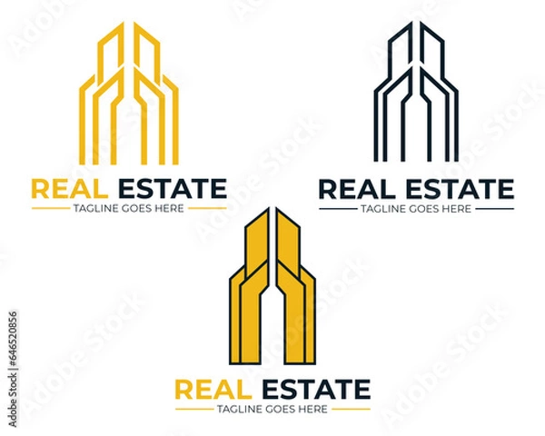 Fototapeta Creative real estate or home logo and vector design building template.