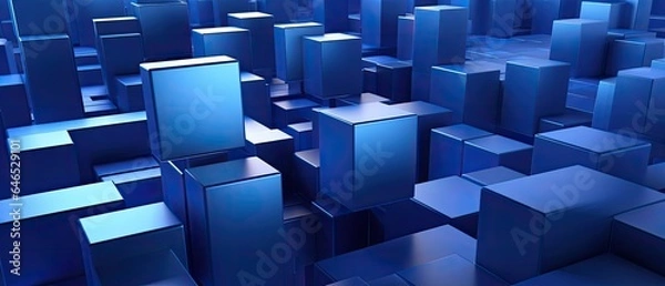 Fototapeta Abstract, blue geometric background design with cubes