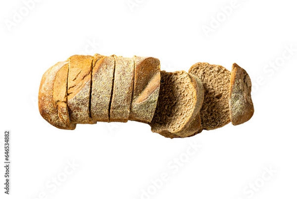 Obraz sliced dark bread over white background. australian bread