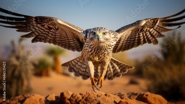 Obraz A majestic flying falcon roaming