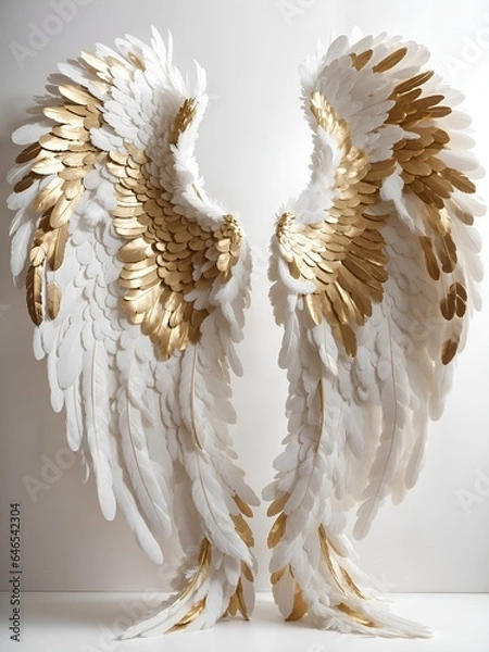 Obraz Angel Wings White Gold Digital Backdrop Background 