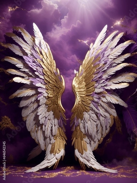 Obraz Angel Wings Purple Pink Gold Backdrop Digital Background 