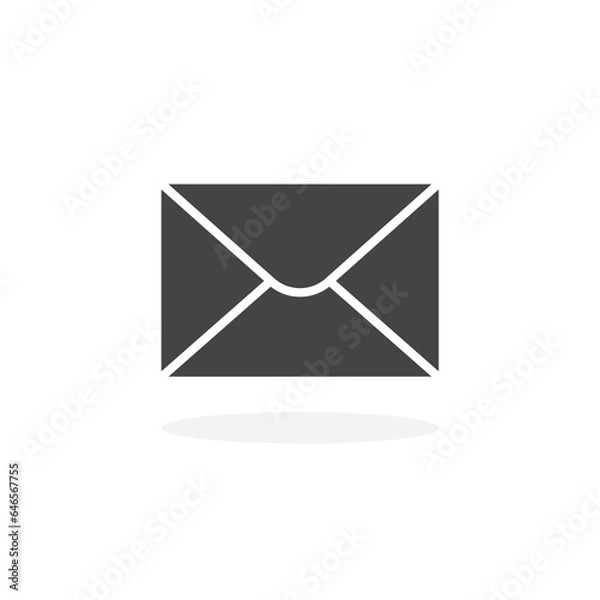 Obraz Email envelope black icon. Mail symbol. Vector illustration isolated on white background.