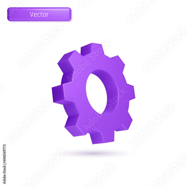 Obraz Зубчатая передача, символ установки. Значок 3D-вектора.