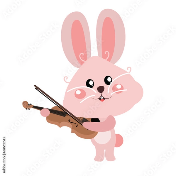 Fototapeta vector animal playing violin illustration