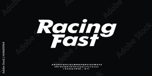 Obraz Racing Fast simple bold sans sporty font, italic modern, youth design style for logo and branding	