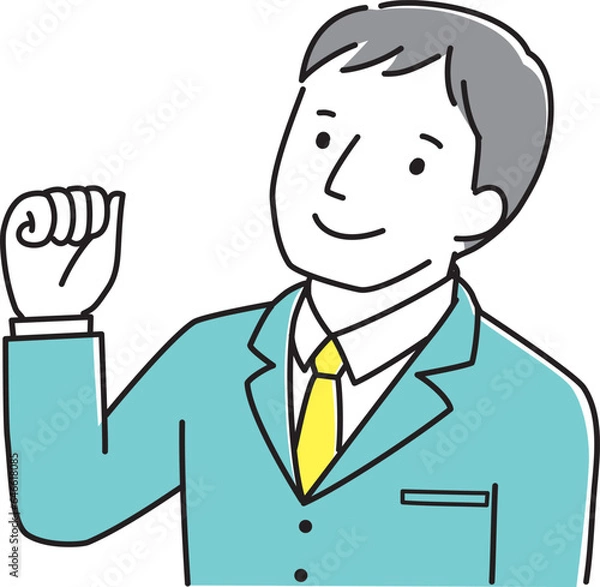 Fototapeta ガッツポーズをするスーツ姿の男性