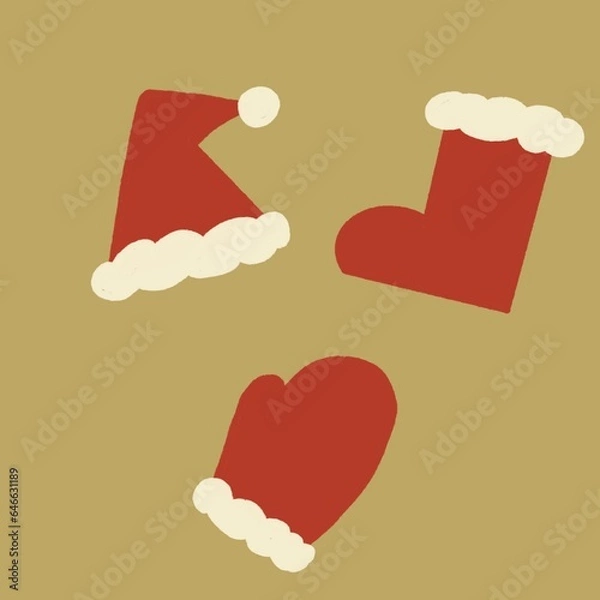 Fototapeta サンタクロースモチーフの手描きイラスト