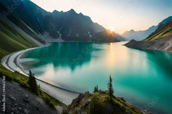 Obraz lake and mountains