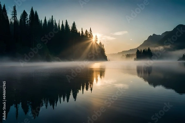 Obraz sunrise over the river