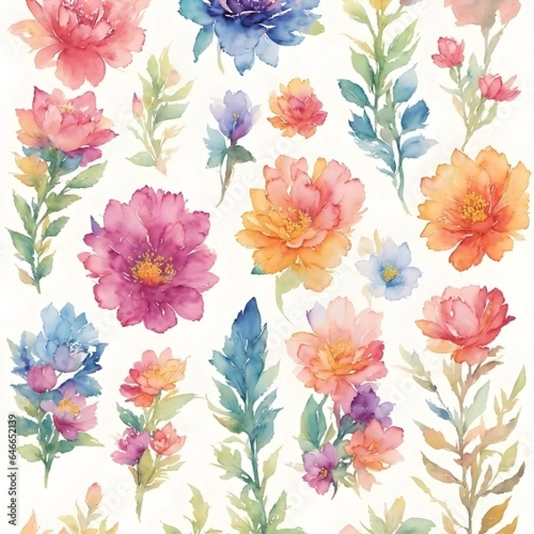 Obraz background with flowers seamless pattern	