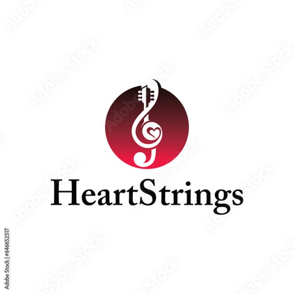 Obraz note symbol with guitar. vector logo