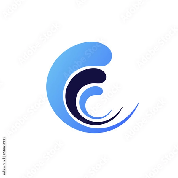 Obraz Water wave vector icon concept in a letter "C" logo icon design template.