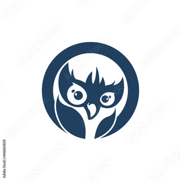 Fototapeta owl bird, in circle, vector logo.