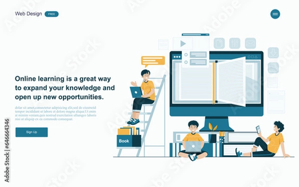 Fototapeta Online education concept.people can learning access courses and materials from any location with internet access.