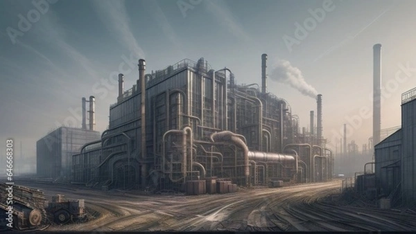 Obraz Industrial factory, generative AI