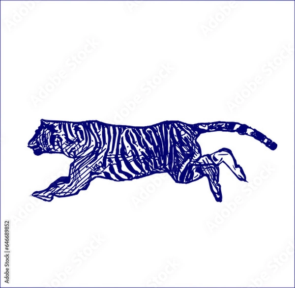 Fototapeta sketch of a tiger with a transparent background