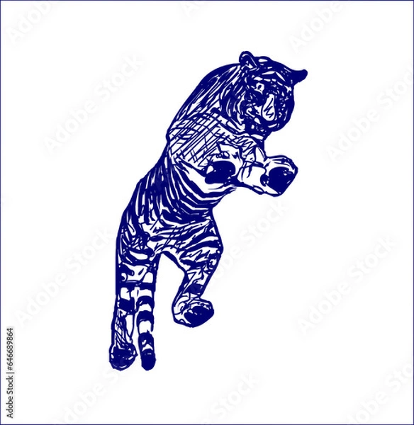 Fototapeta sketch of a tiger with a transparent background