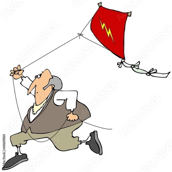 Obraz Ben Franklin flying a kite
