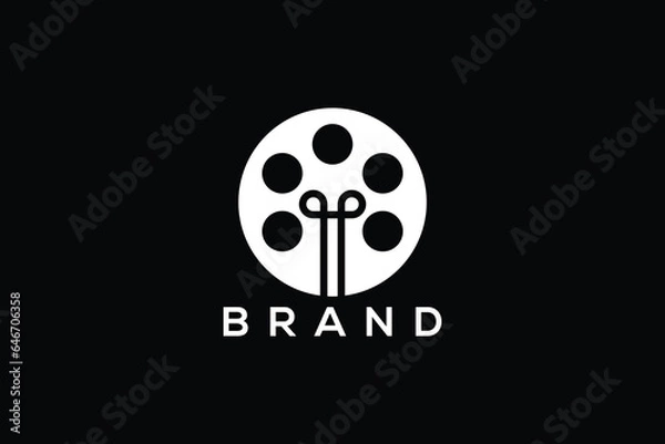 Fototapeta Trendy and minimal knowledge and film and television production vector logo design