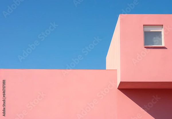 Obraz Minimal pink building against a blue sky