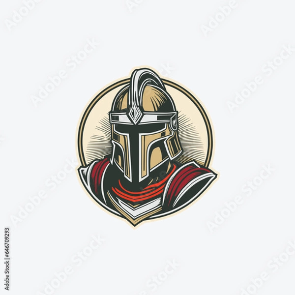 Obraz head knight spartan vector logo design icon