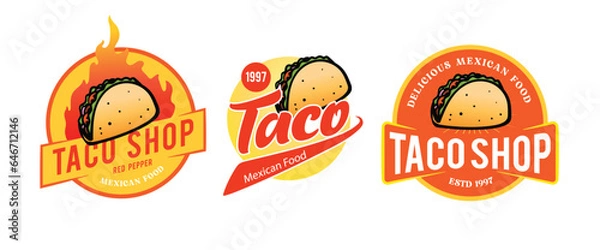 Obraz taco mexican food logo template
