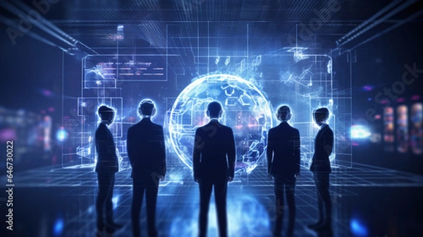 Fototapeta Globalna cyfrowa transformacja, software w biznesie, zarządzanie oprogramowaniem - Global digital transformation, software in business, software management - AI Generated