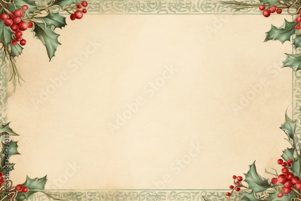 Obraz vintage christmas greeting card with christmas tree