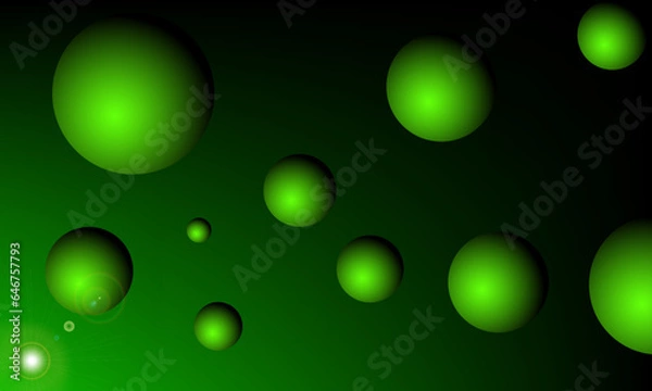 Obraz dark green gradient background design with 3D bubble pattern and light reflections