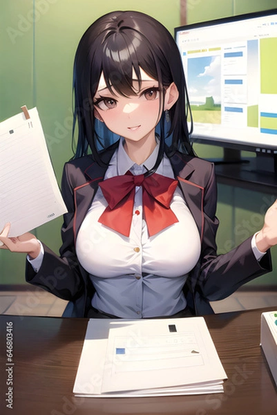 Obraz Black Haired Woman Doing Ananlyst Stuff