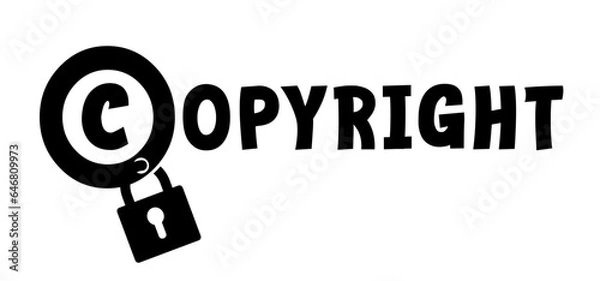 Fototapeta Cartoon slogan copyright or C letter. right of first publication. Copy right symbol. world copyright day. concept of legal education or training. Register trademark copyright icon.