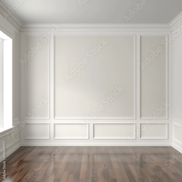 Fototapeta plain off white wall, front on view - generative ai