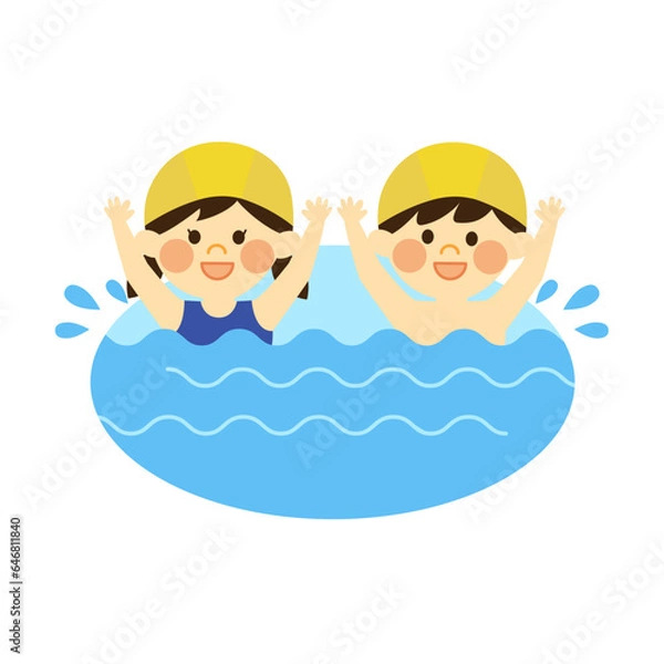 Obraz プールに入る子供達